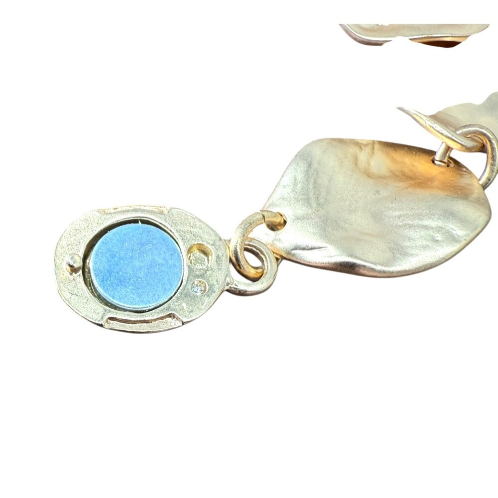 J. Jill Hammered Leaf Bracelet Gold Tone Bee Magnetic Boho Artisan Link Etched - Picture 15 of 16